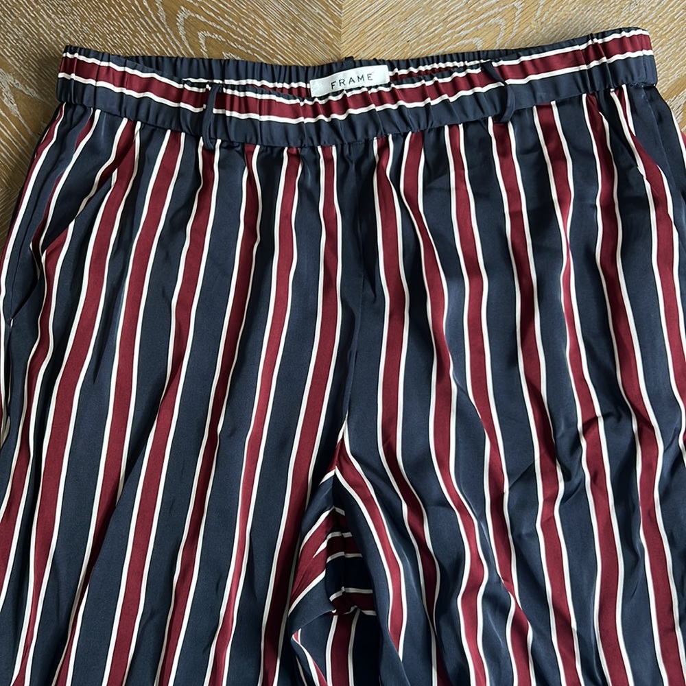 FRAME Easy Striped Charmeuse Wide-Leg Viscose Pant L - Picture 6 of 10